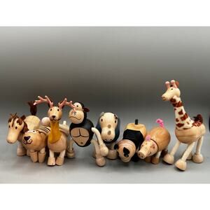 AnimalZ LOT of 8 Wooden Toy Animals Zoo Montessori